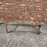 Vintage table basse chrome et laiton dore