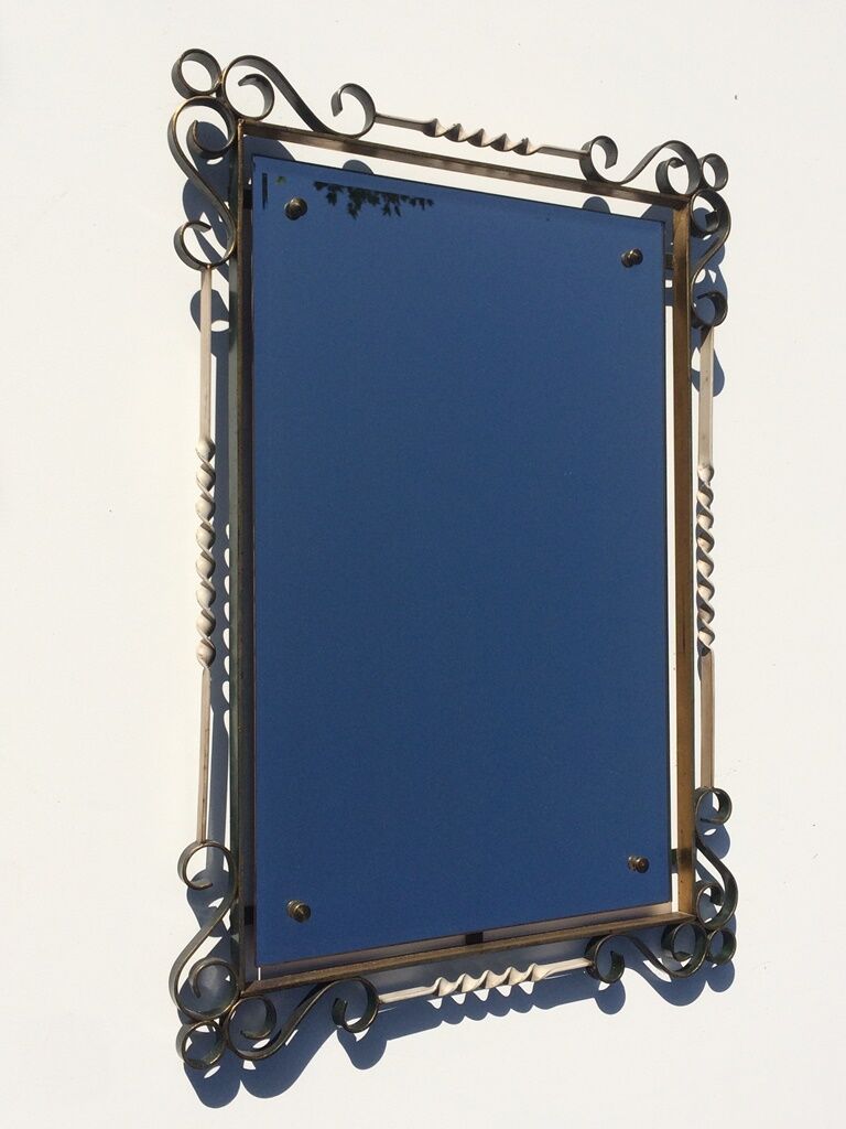 Miroir fer forgé " Hollywood Regency " 52 x 73 vintage 50s