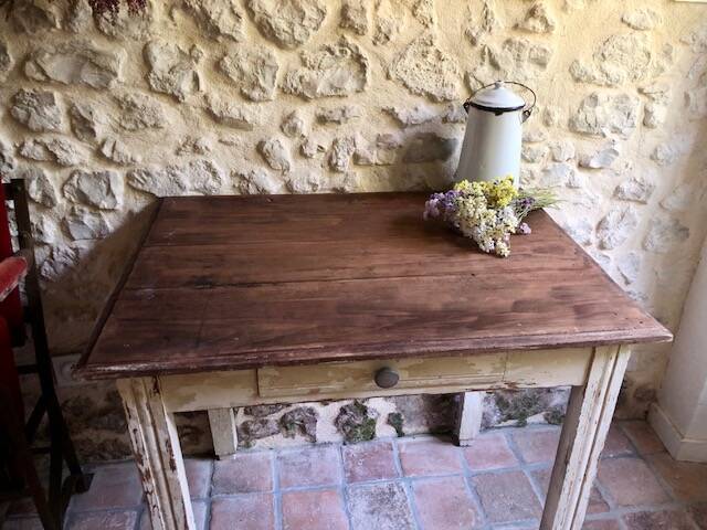 Antique wooden farmhouse table