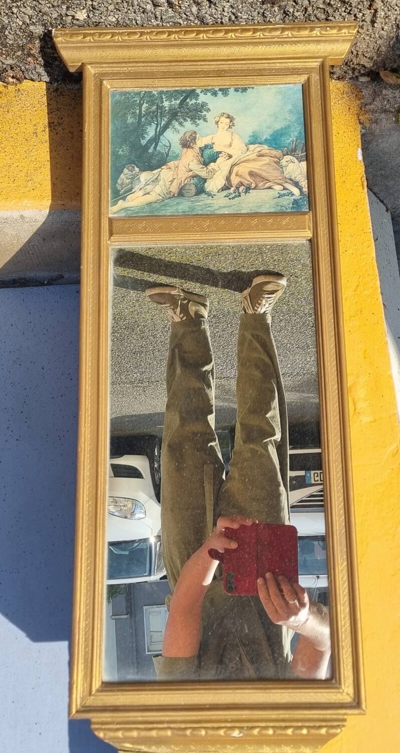 Miroir Trumeau bois doré (75 X 37 cm)