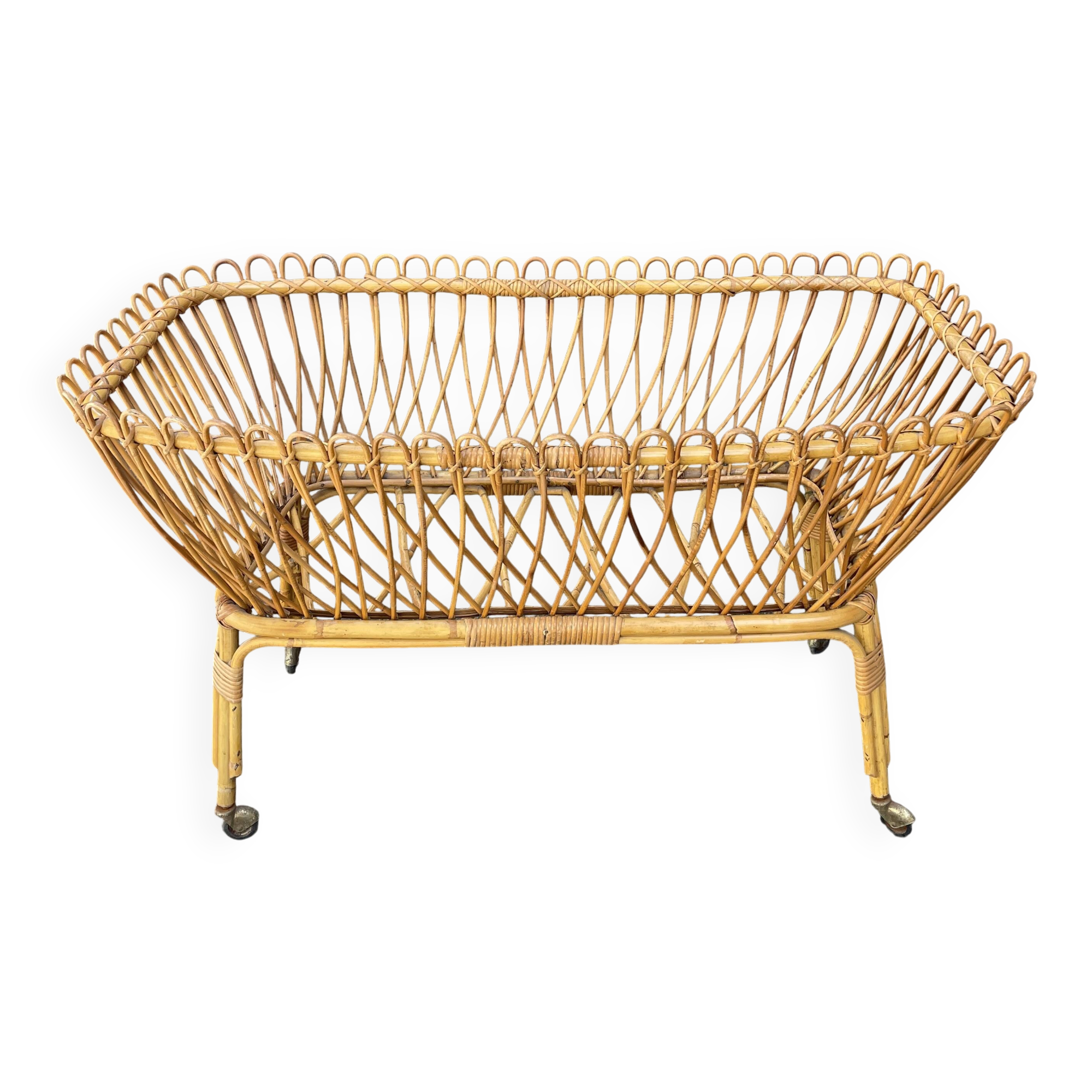 Vintage rattan cradle