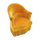 Vintage toad armchair- Golden yellow velvet.