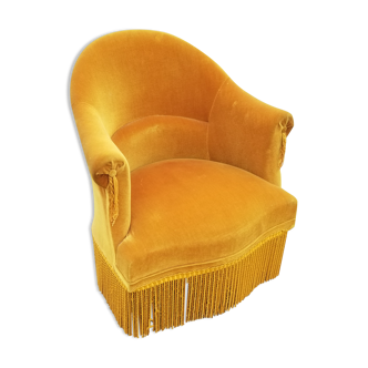 Vintage toad armchair- Golden yellow velvet.