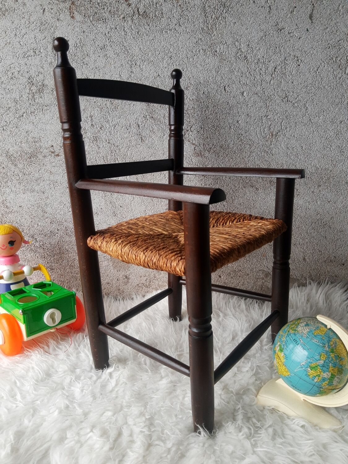 Antique armchair mulched vintage child