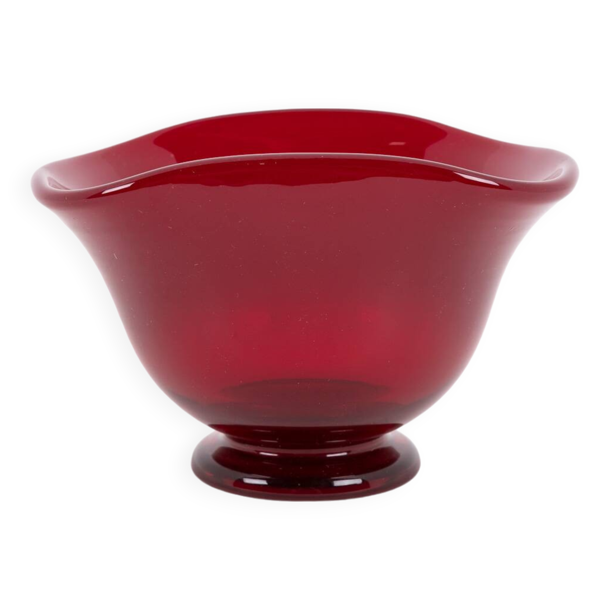 Art red glass bowl by Monica Bratt for Reijmyre Glasbruk, Sweden 1950’s