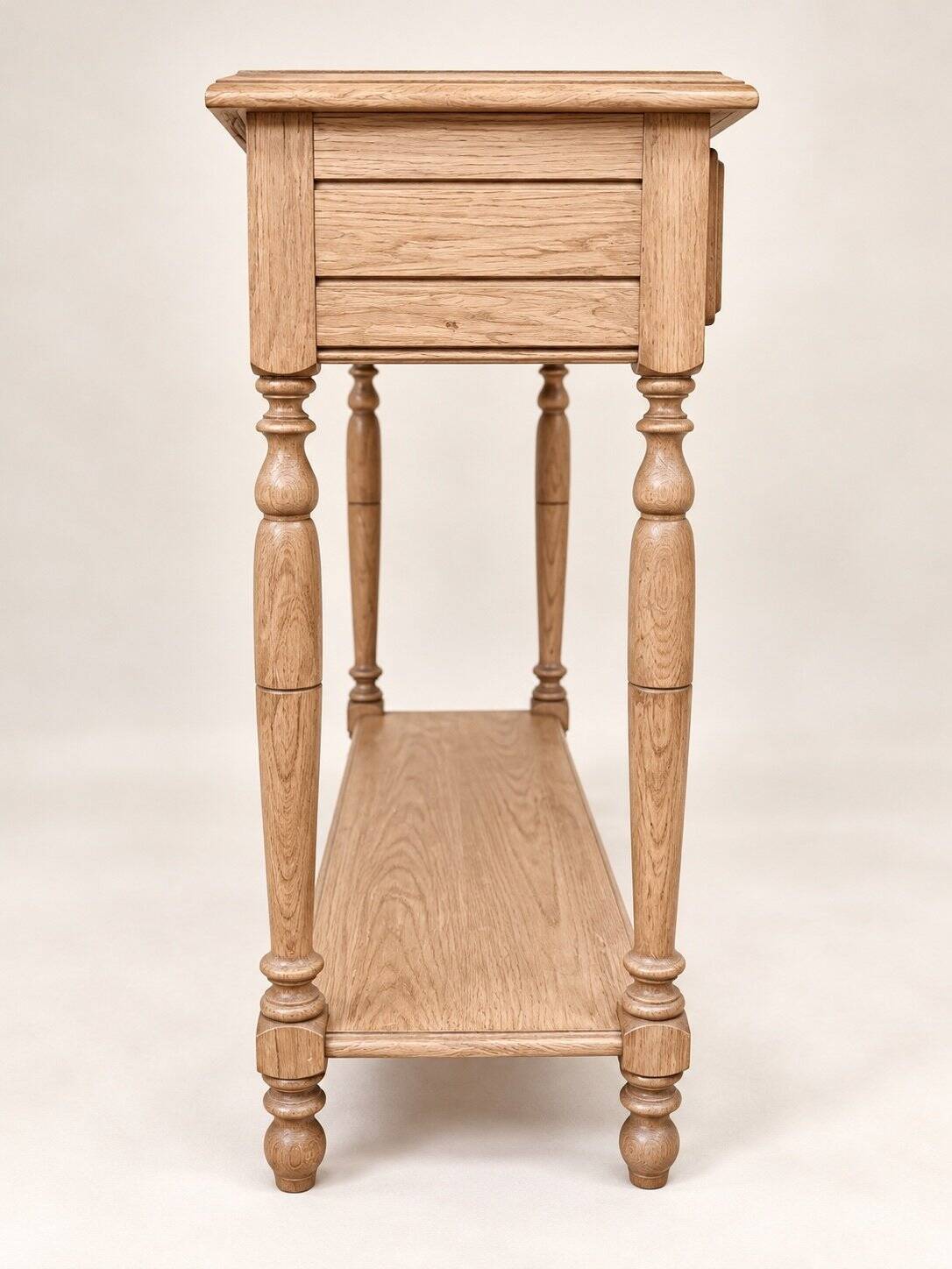 Louis-Philippe console style – Solid oak – Porcelain and brass knobs