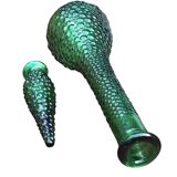 Large green Genie Empoli bubble glass bottle, Italy 1960s