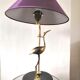 Lampe héron en laiton et tube verre design années 70