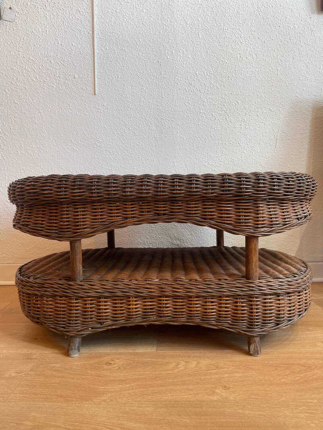 Two-top woven rattan coffee table