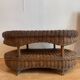 Two-top woven rattan coffee table