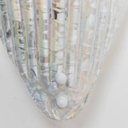 Vintage Murano Glass Shell Wall Lamp in Opal White with Gold Metal Backplate, Italian 1970s Design