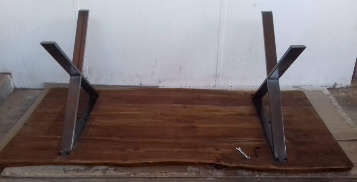 Table with raw solid top