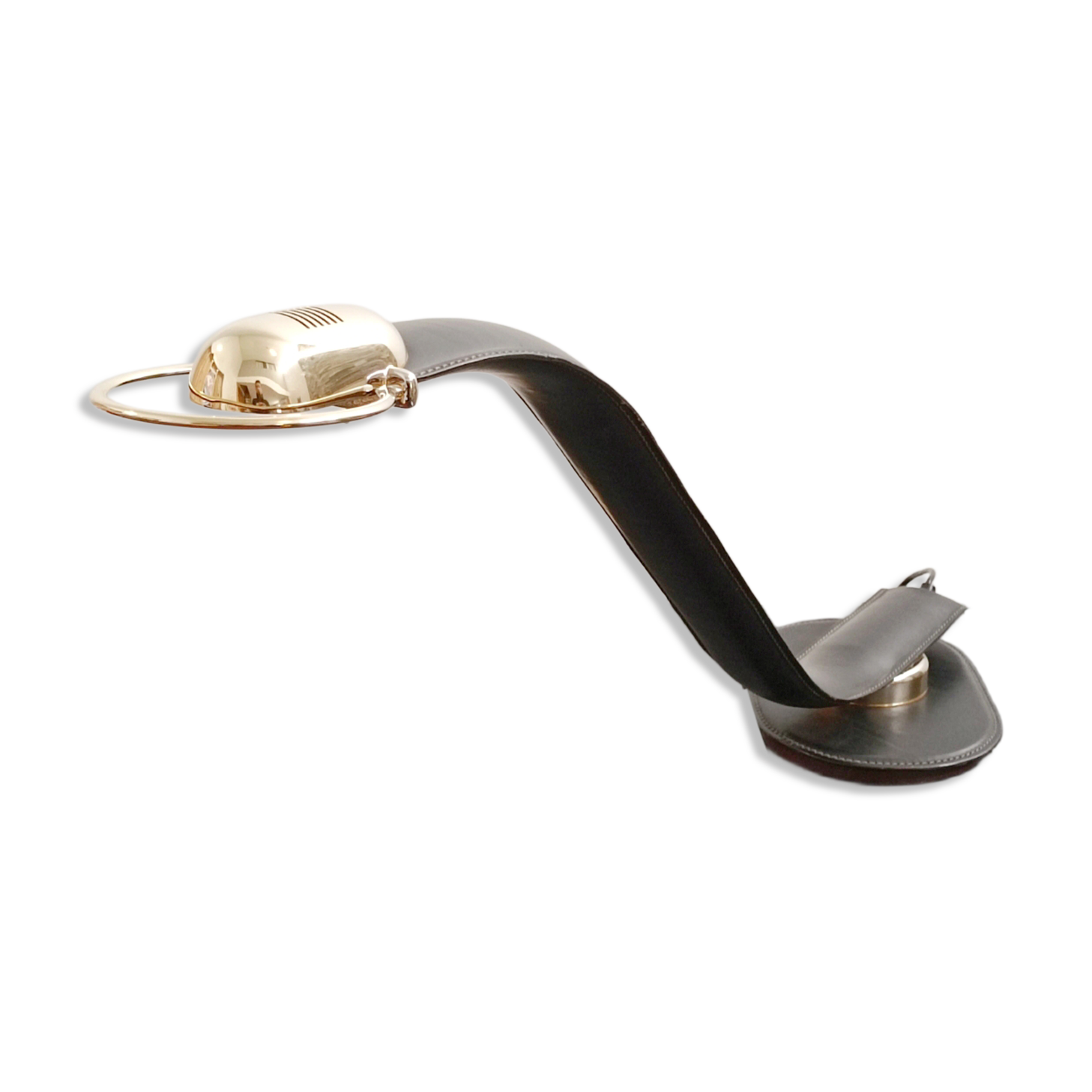 Cobra leather desk lamp by Traso Milano 1988