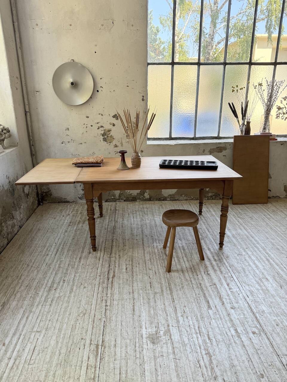 Table de ferme noyer à rallonges 150-250cm