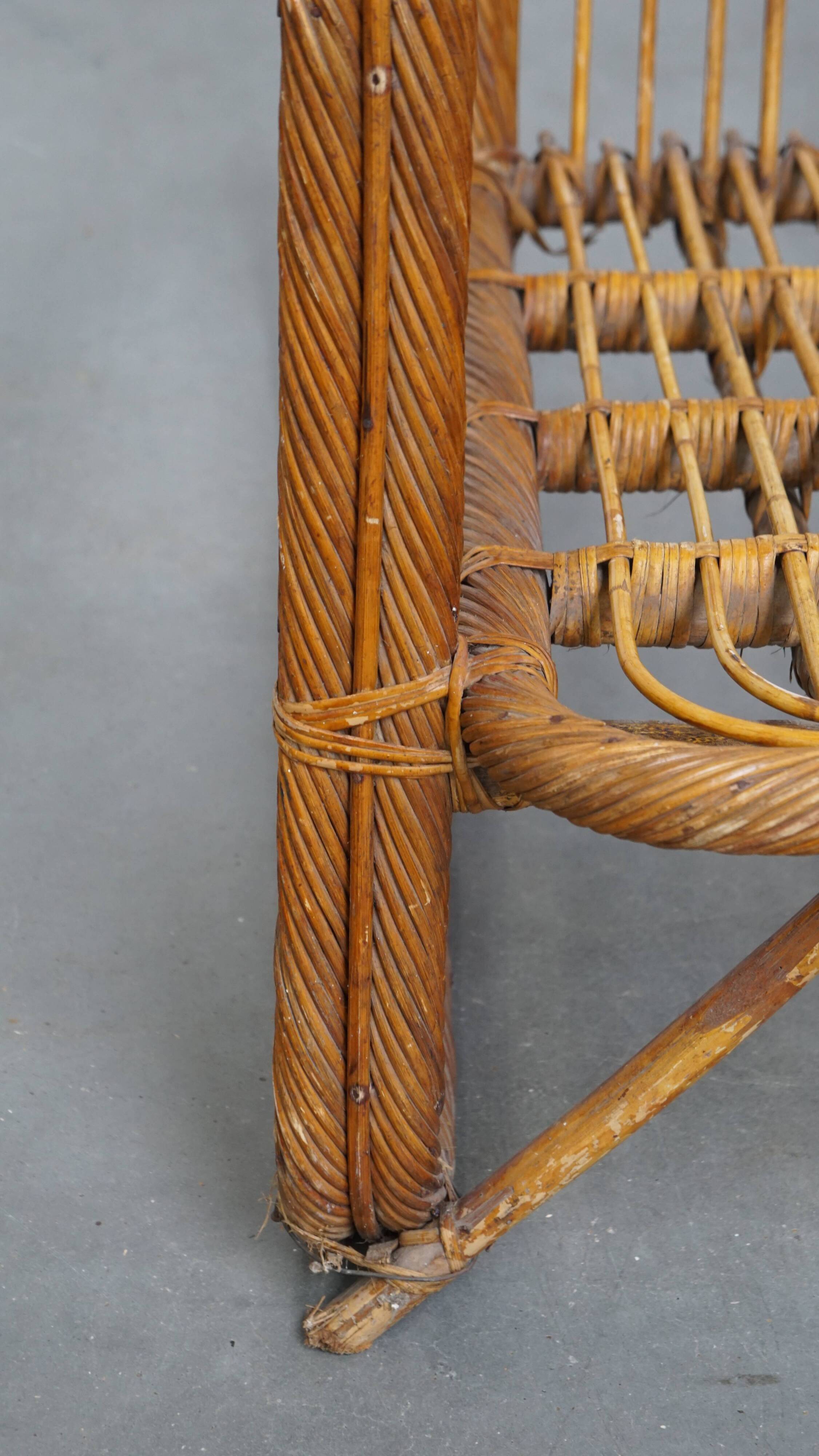 French Rattan Vintage Design Armchair from the 1950s