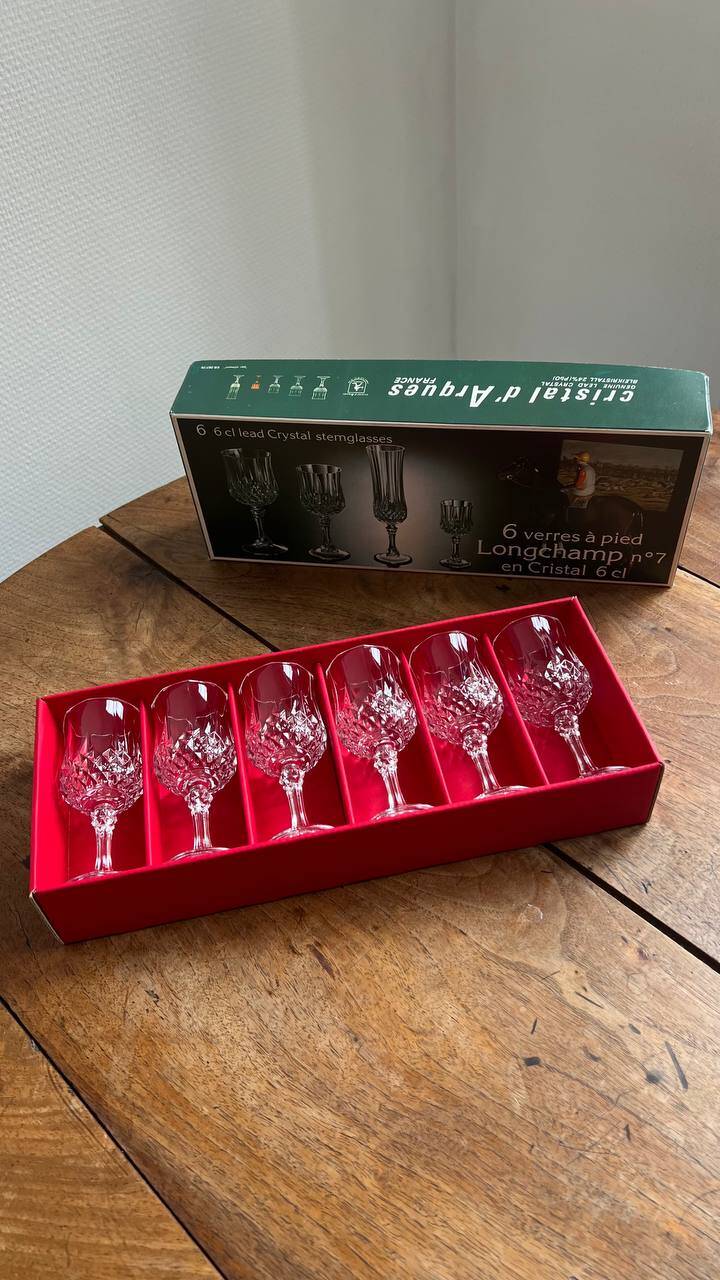 Cristal d’Arques Longchamp – Set de 6 verres à pied n 7 – Vintage 24% PbO