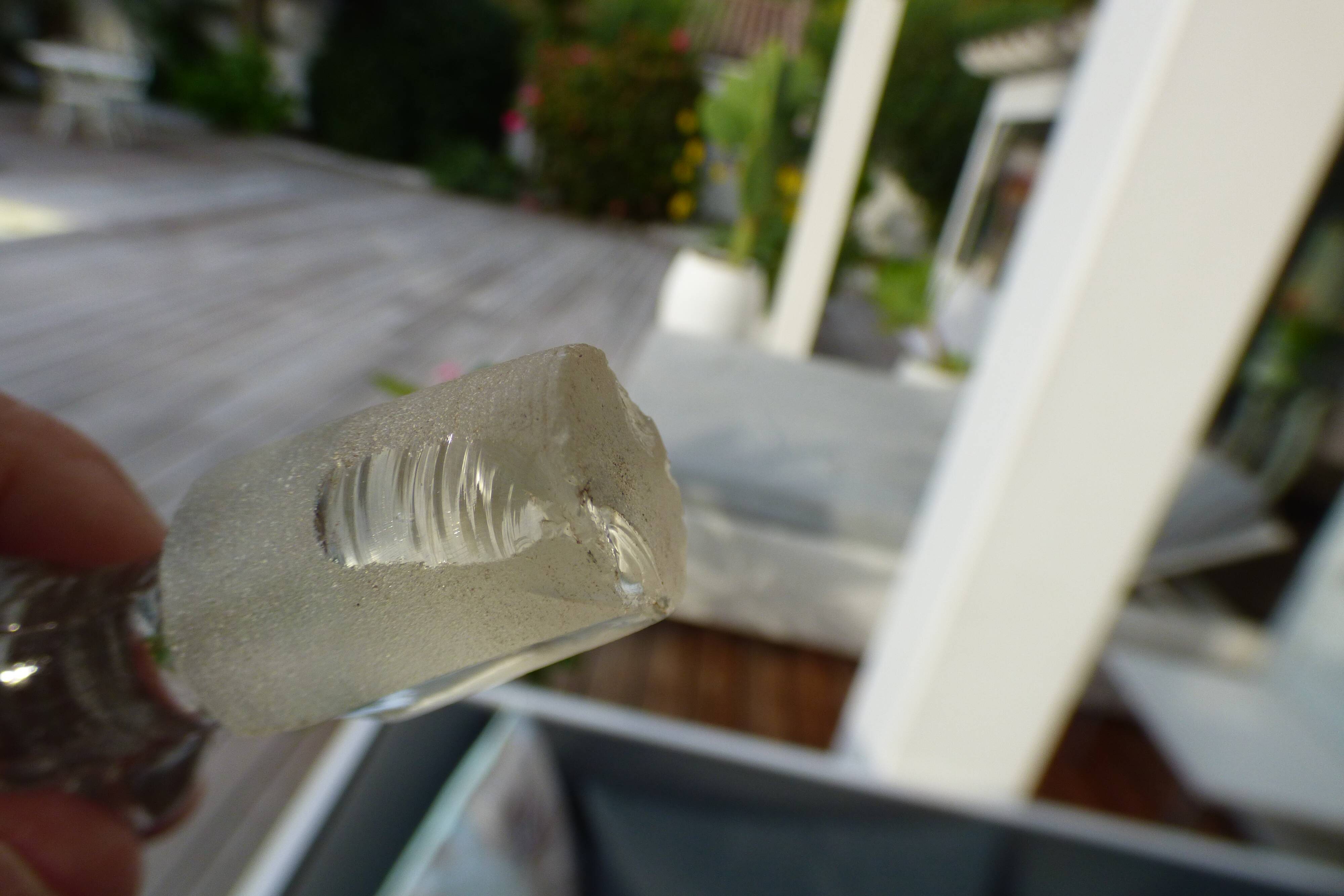 LEGRAS carafe, enamelled with pansy flower.