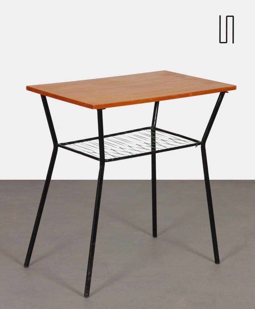 Vintage metal and wood table from the 1960s