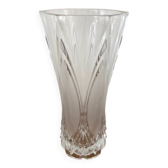 Grand vase en cristal d’arques taillé Vintage