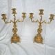 Pair of antique candelabra in gilded spelter – Louis XV style – 41 cm