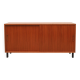 1960s walnut sideboard with sliding doors, 120cm