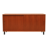 1960s walnut sideboard with sliding doors, 120cm