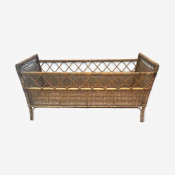 Vintage rattan and wicker bed