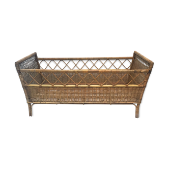 Vintage rattan and wicker bed