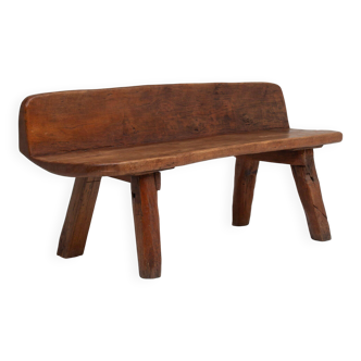 Rustic wooden bench in solid wood