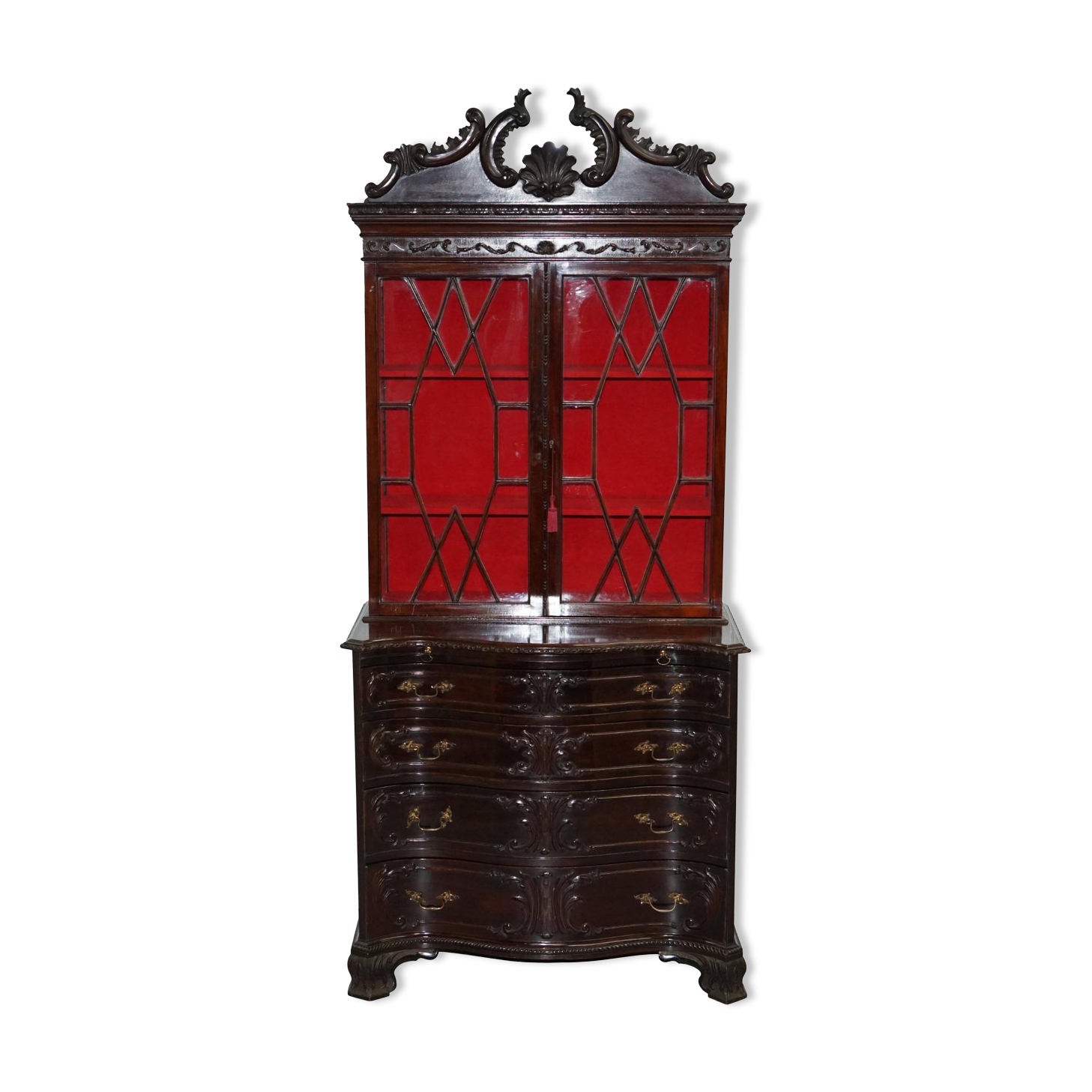 George III Library Thomas Chippendale in Hardwood on Serpentine Chest of Drawers