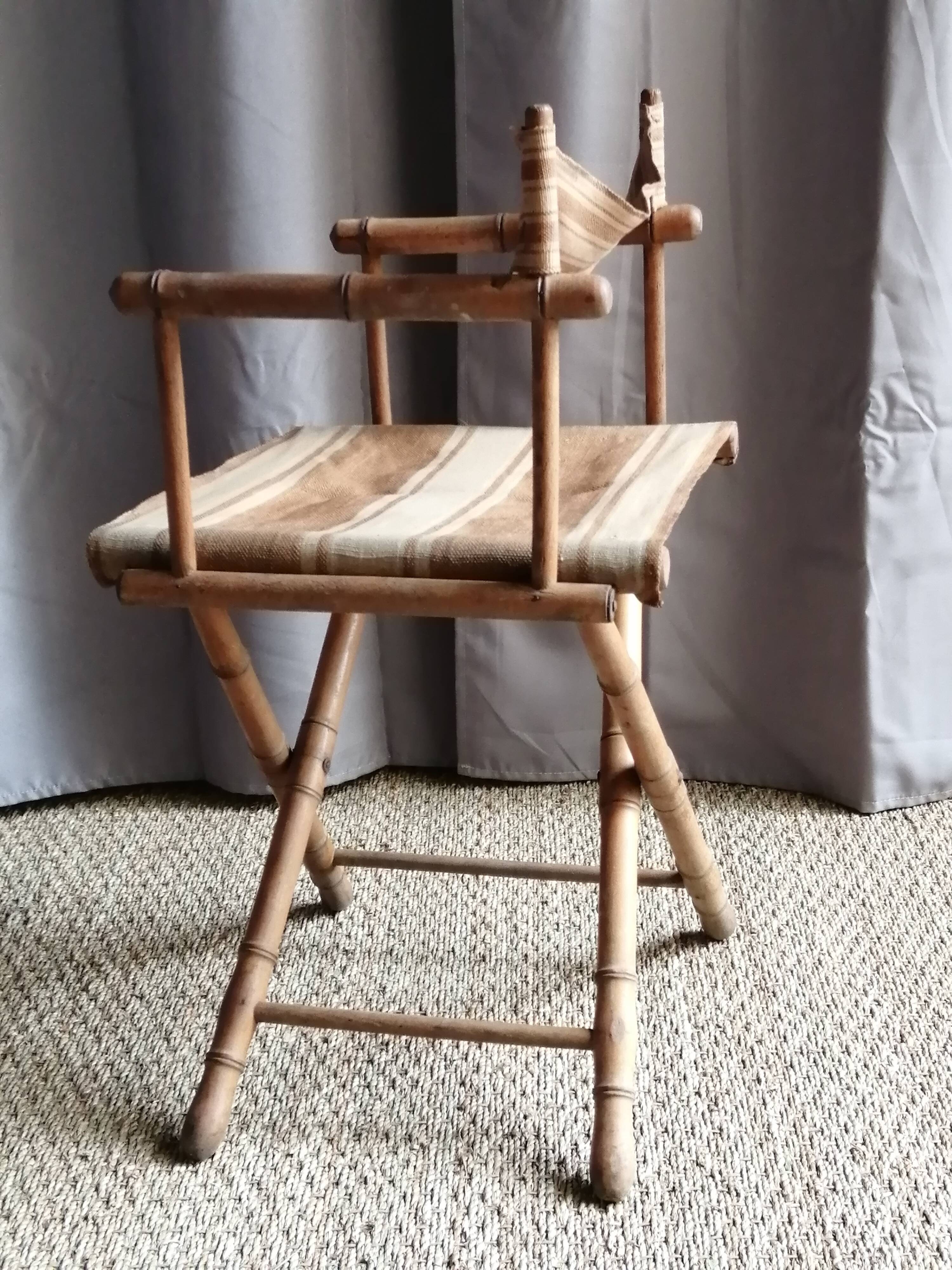 Fauteuil vintage pliant en rotin