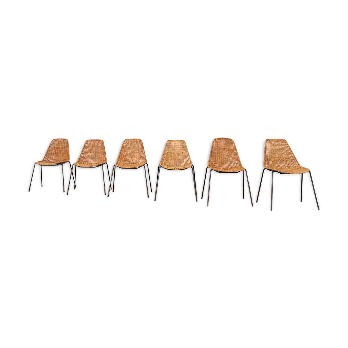 6 chairs Wicker - Gian Franco Legler - 1950