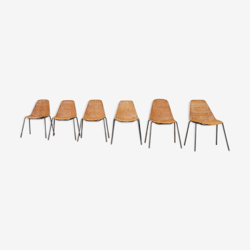 6 chaises en osier - Gian Franco Legler - 1950