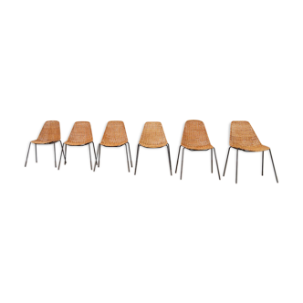 6 chaises en osier - Gian Franco Legler - 1950