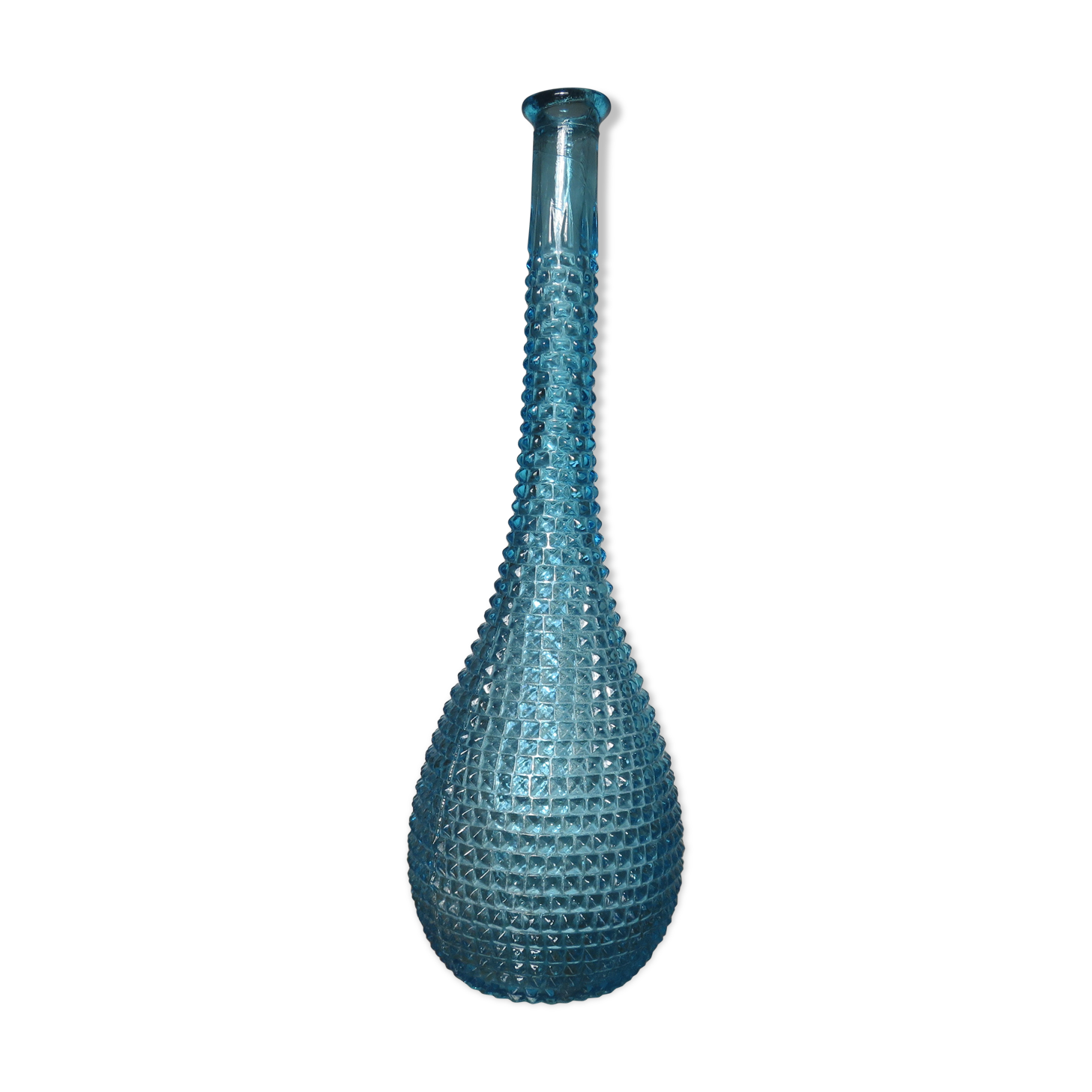 Bottle decanter Empoli Italy diamond tip glass 60 years 70