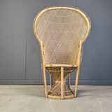 Vintage wicker peacock chair, 1970s