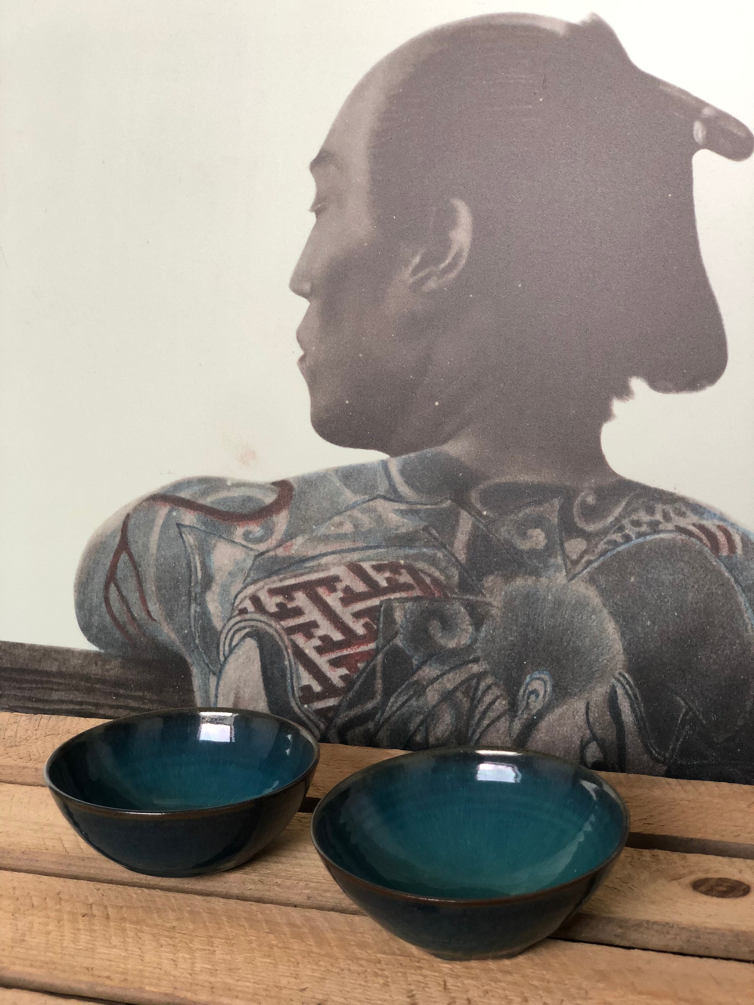 Duo aperitif cups Emmanuelle-blue sandstone