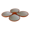 Ensemble à hors d'oeuvres vintage, 2 plats emboîtables bicolores orange et blanc Guzzini