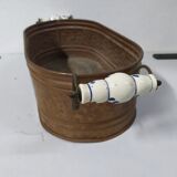 Copper planter with porcelain handles