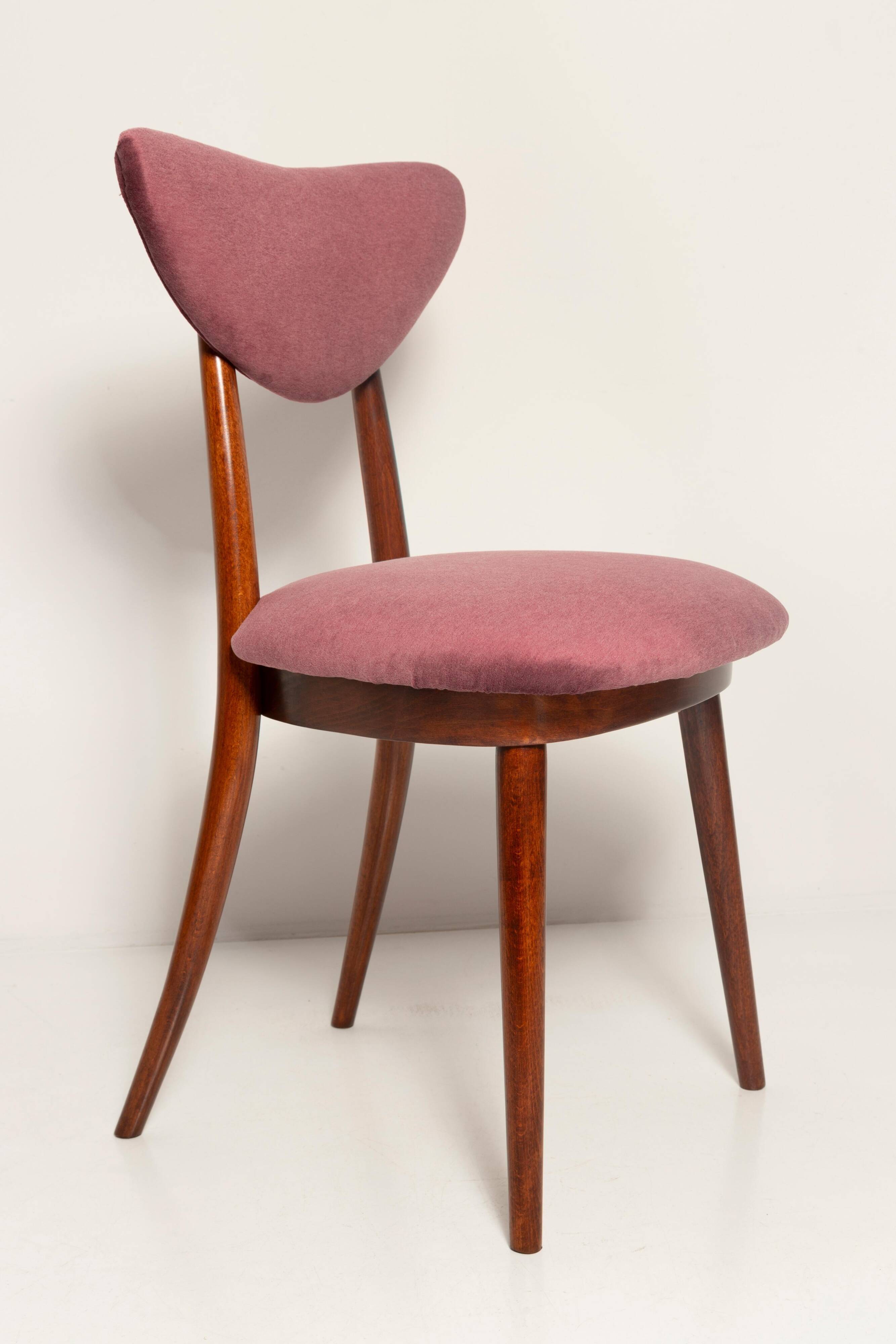 Vintage mid-20th century purple plum velvet heart-shaped chair.