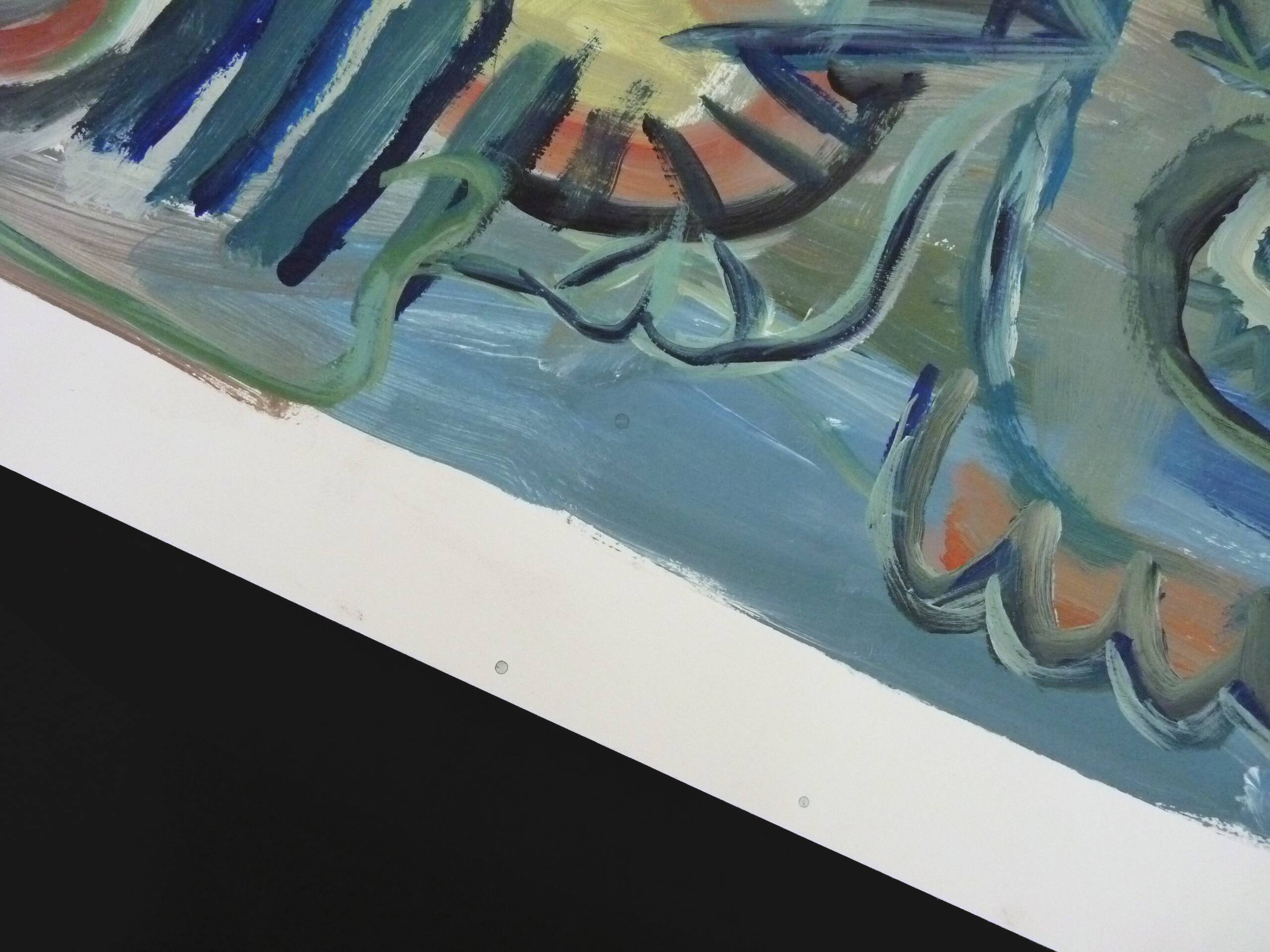 Mixed technique Art brut signed Kabian (Jean-Baptiste) 50X65 cm - 19.68X25