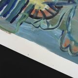 Mixed technique Art brut signed Kabian (Jean-Baptiste) 50X65 cm - 19.68X25