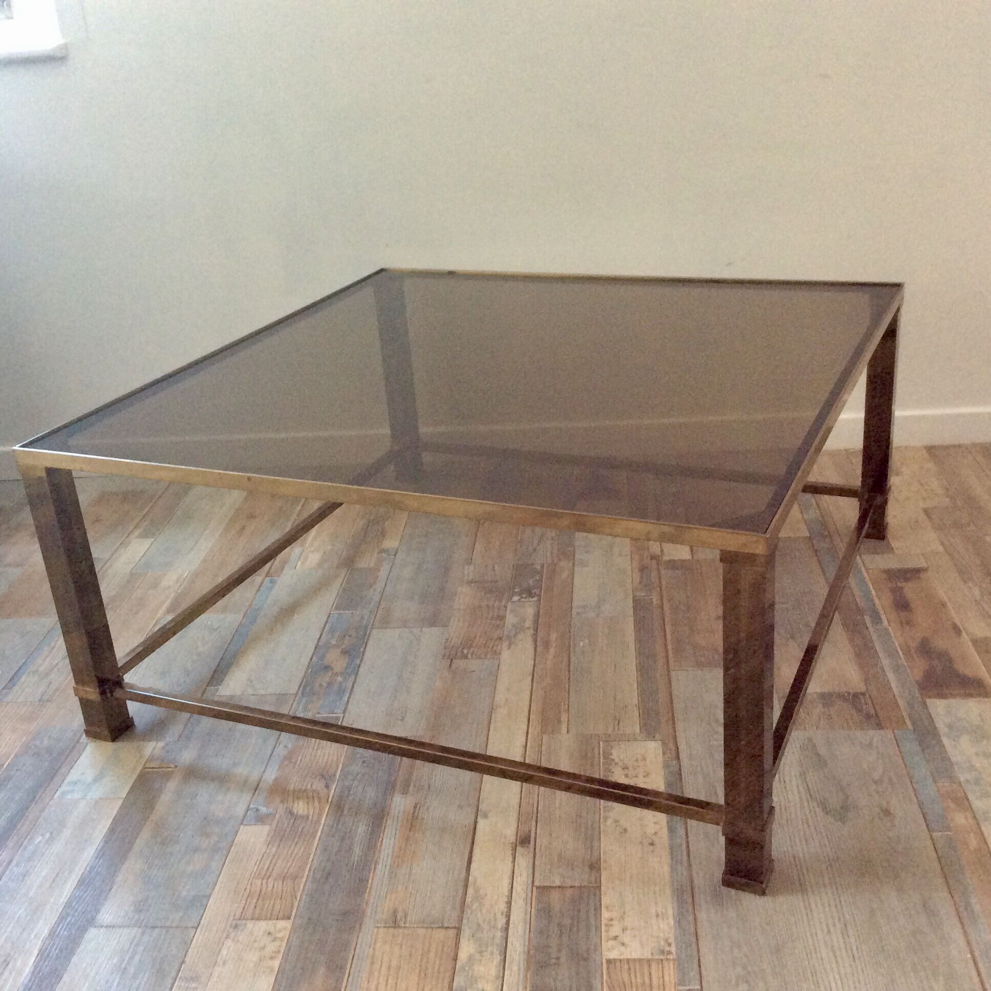 Belgo Chrome coffee table in vintage 70s brass