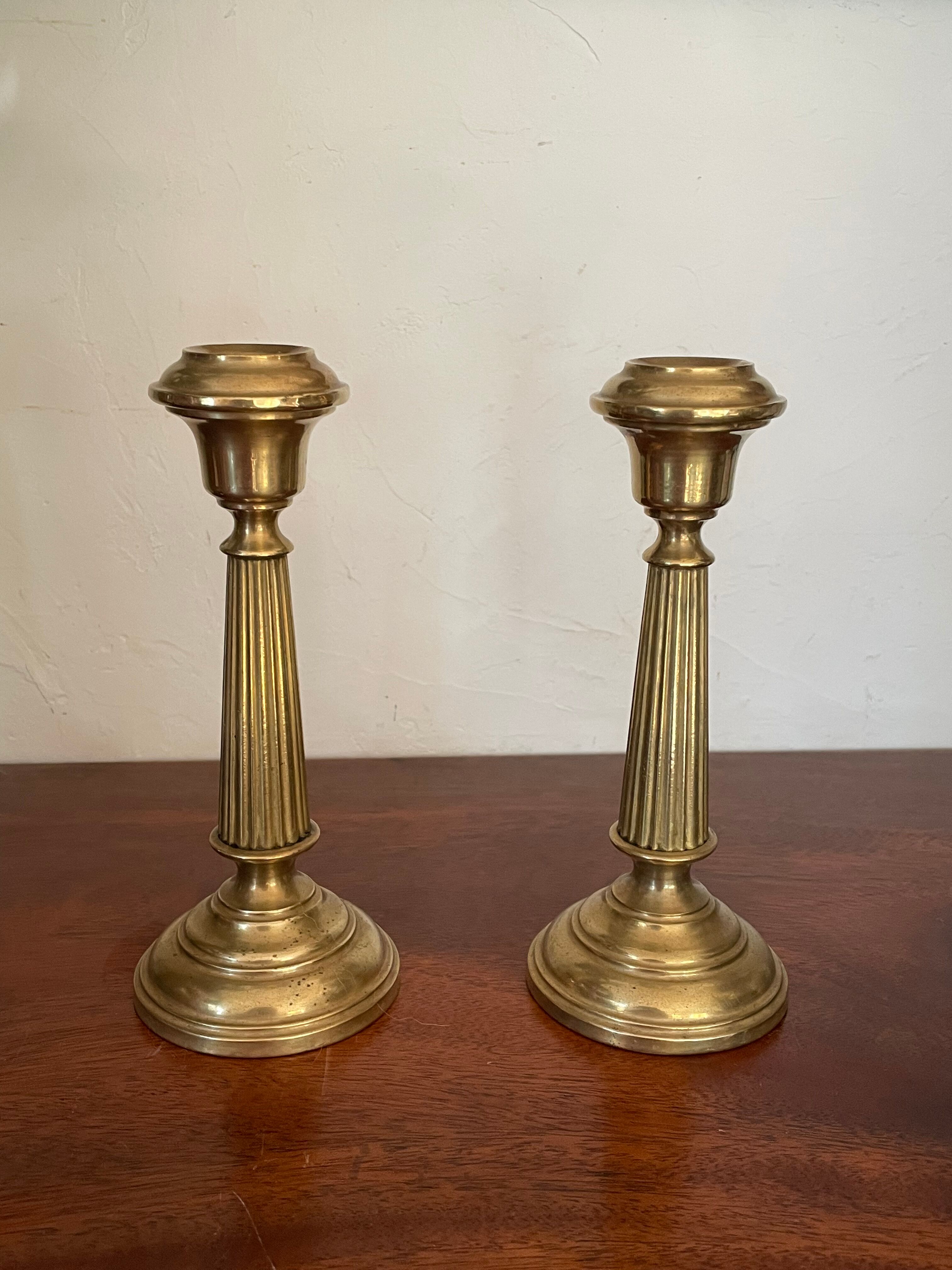Pair of brass candle holders XIXth