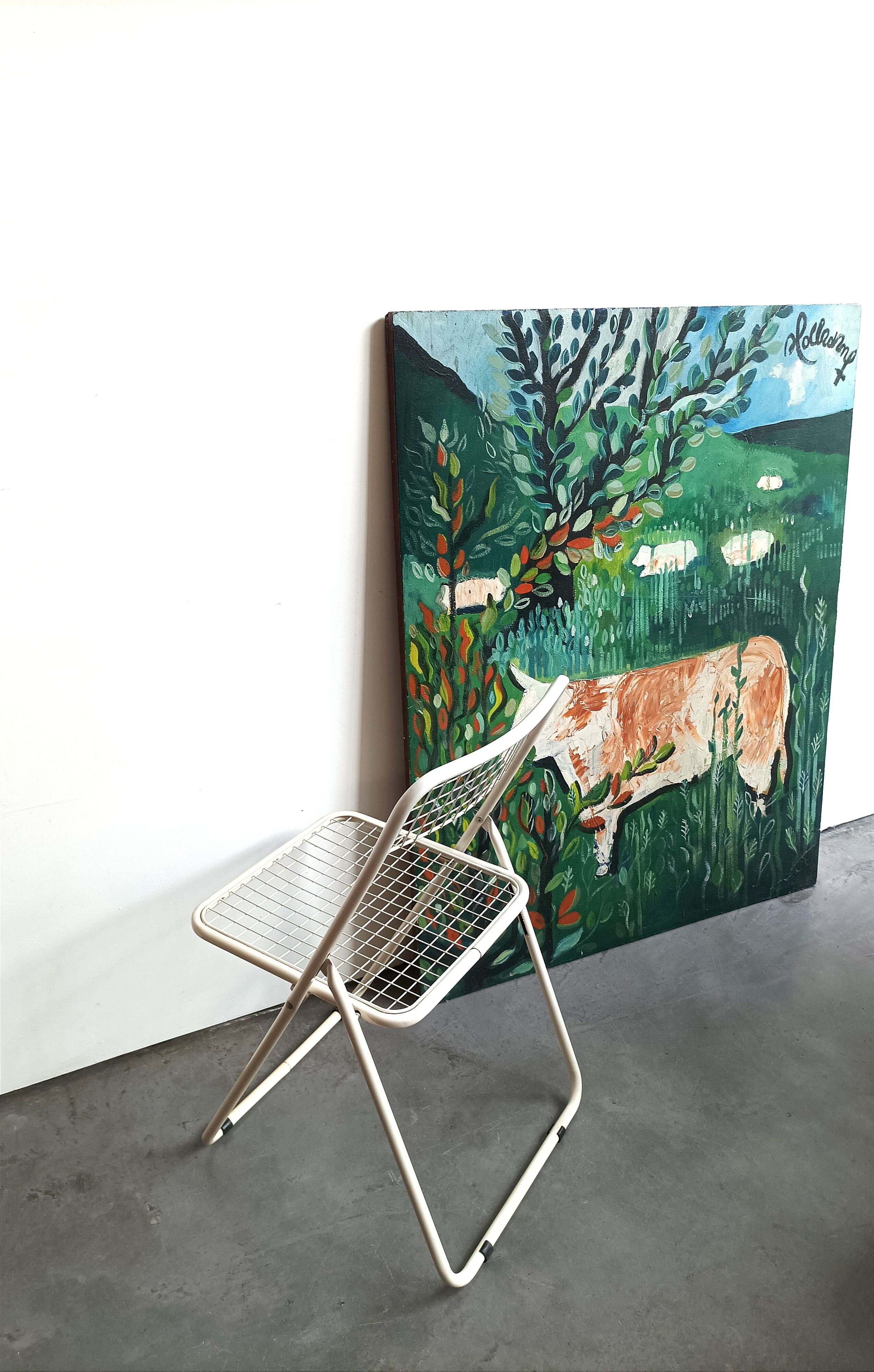 Folding metal chair design niels gammelgaard *vintage