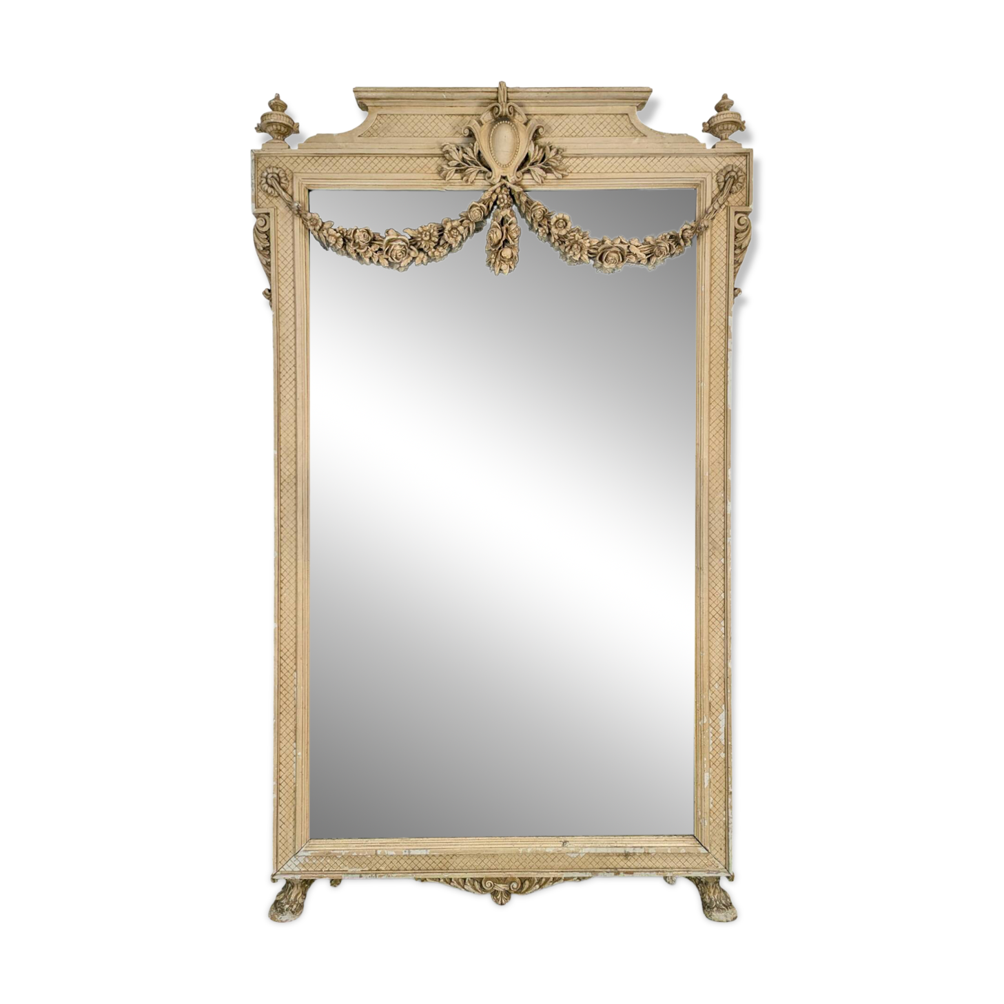 Miroir d'entrée de Château réchampi de style Louis XVI
