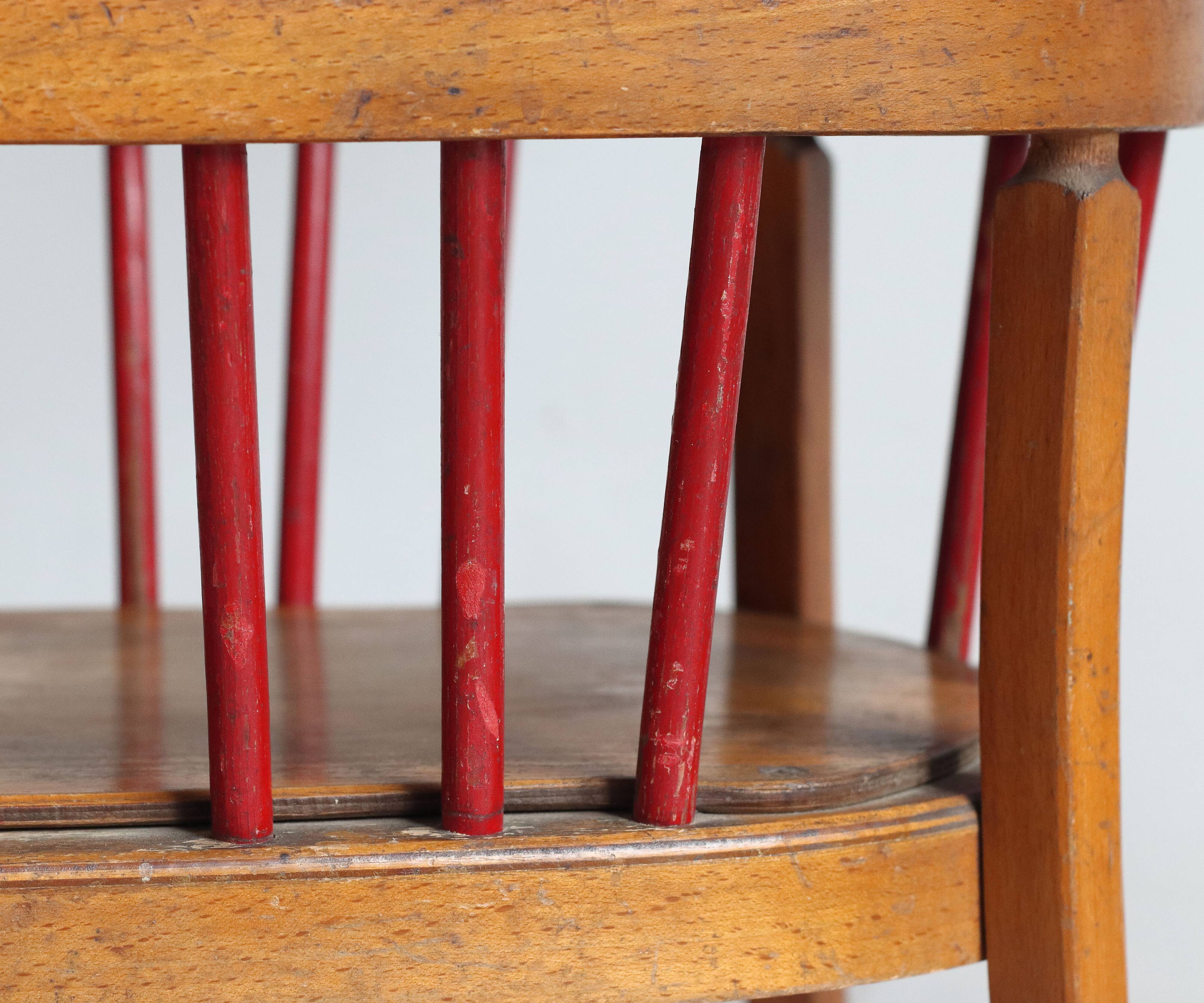 Vintage Baumann wooden children's chair/armchair with bars, 1950s