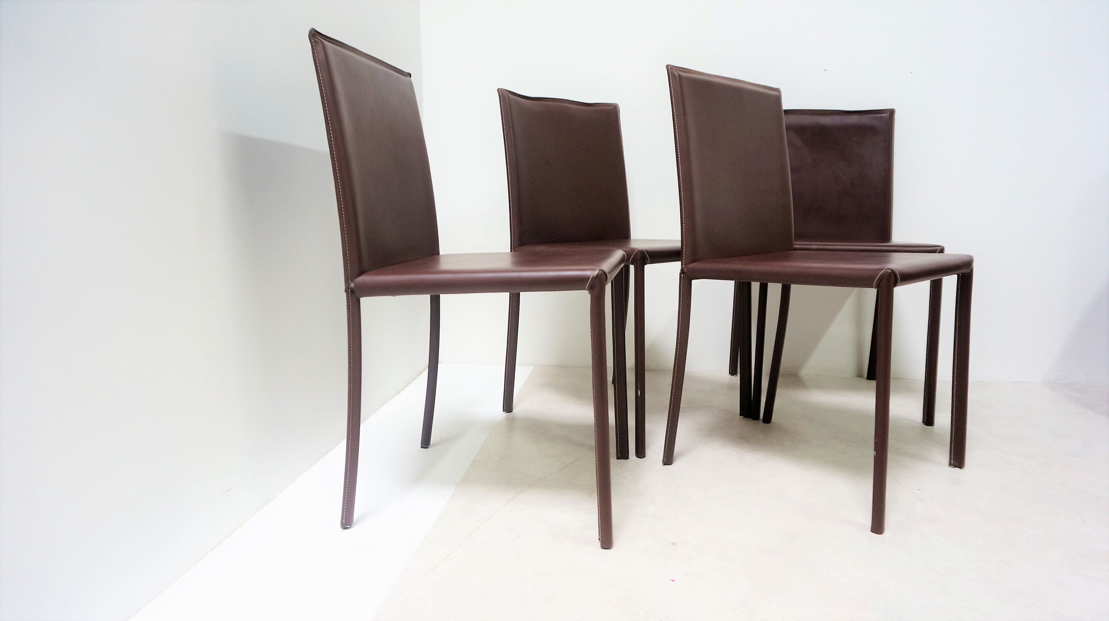 Series of 4 Italian leather chairs