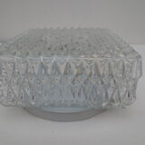 Ceiling lamp or wall lamp, square shaped in carved glass brand