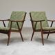 Paire de fauteuils boomerang vert fleur Antonin Suman pour Ton (Thonet)